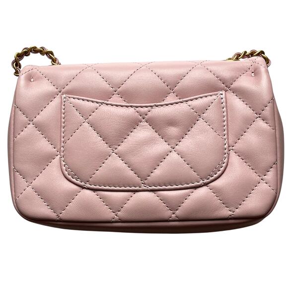 Chanel Mini Rectangular Flap Bag with Heart Chain Pink Lambskin Antique Gold - Picture 3 of 15